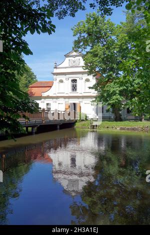 Saint John`s of Nepomuk Church in Zwierzyniec, Roztocze region, Poland Stock Photo